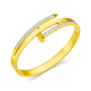 Rhinestone Nail Bracelet for Women – Luxury Crystal Stainless Steel Bracelet by Zaneeza Jewellery