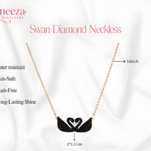 Side view of luxury Swan Double Duck Necklace with premium crystal design for women in Pakistan by Zaneeza Jewellery