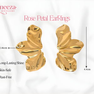 Flower Wing Earrings Gold with premium gold finish by Zaneeza Jewellery, elegant lightweight earrings for women in Pakistan