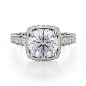 front view of Royal Crown Diamond Halo Ring in stainless steel