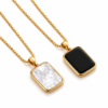 double sided black and white pendant necklace gold stainless steel Pakistan