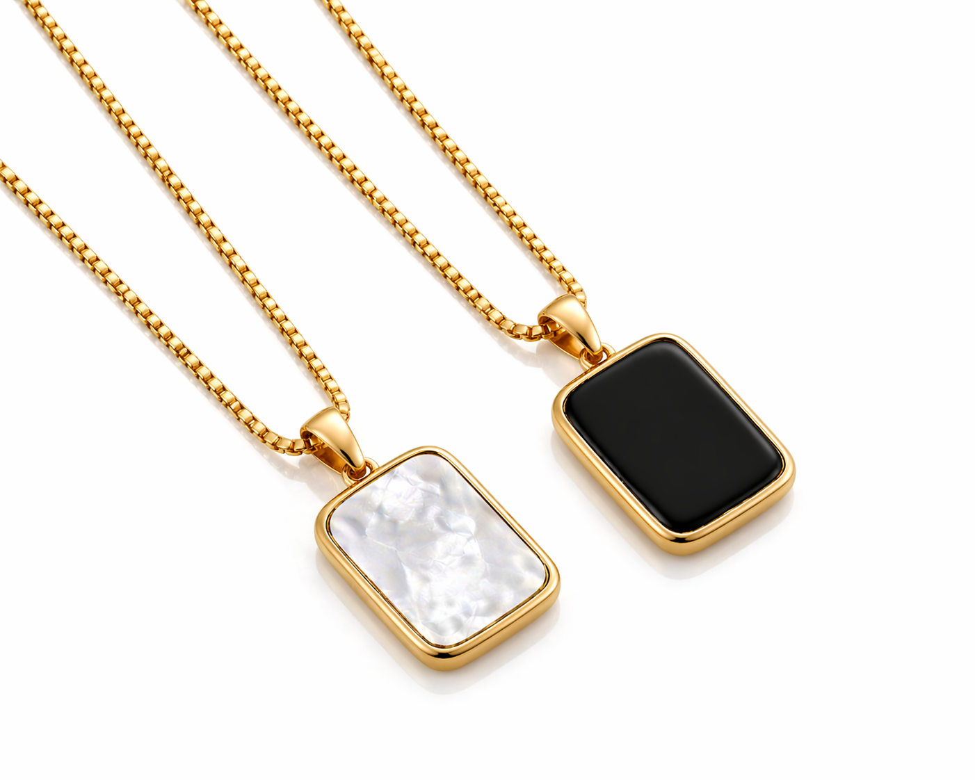 double sided black and white pendant necklace gold stainless steel Pakistan