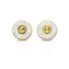 Gold stainless steel round stud earrings with zircon stones luxury design Pakistan