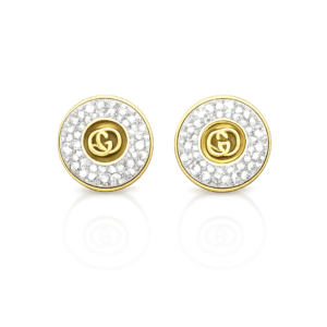 Gold stainless steel round stud earrings with zircon stones luxury design Pakistan