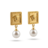 Medusa Square Pearl Earrings gold plated luxury jewelry Pakistan